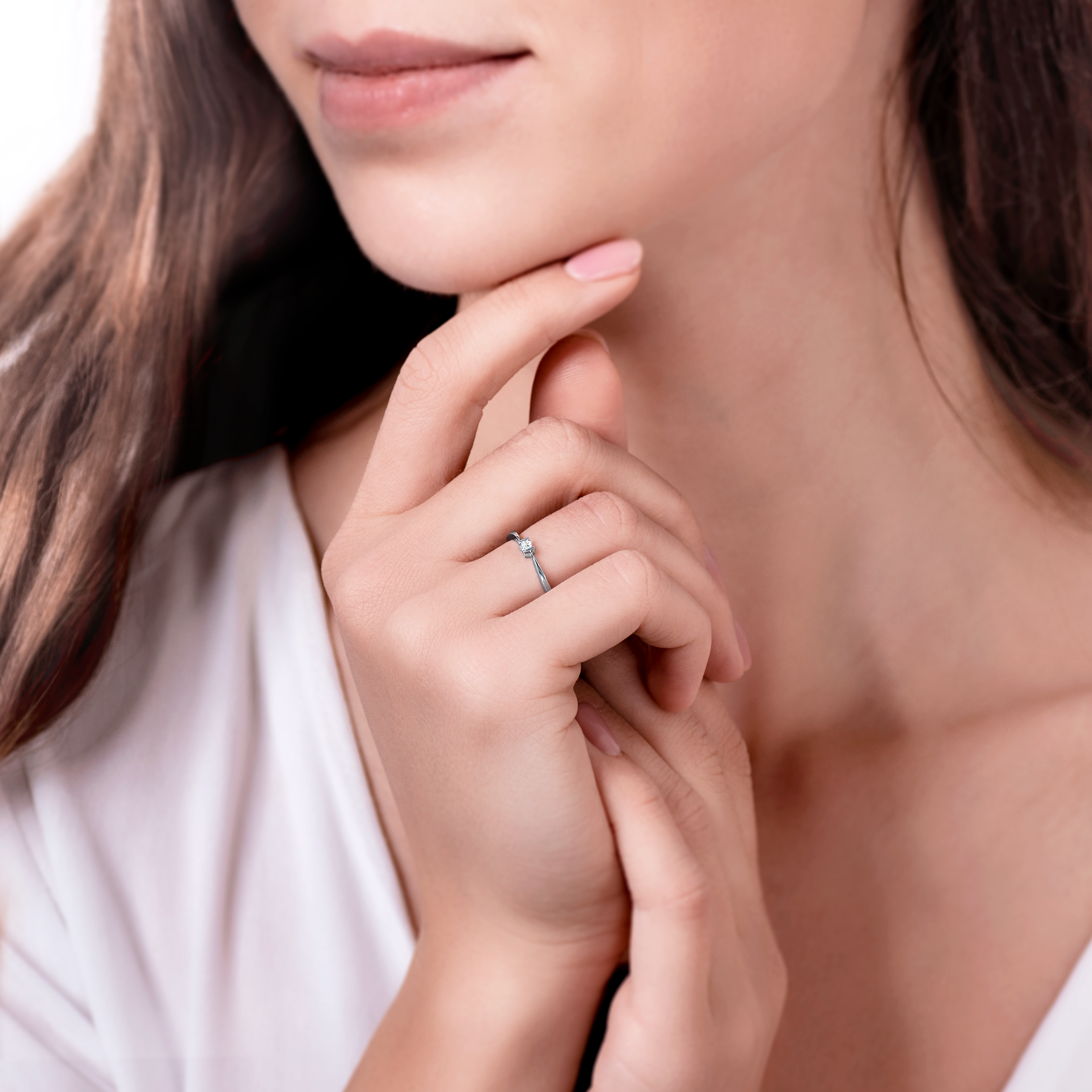 Pierścionek zaręczynowy SAVICKI: białe złoto, diament