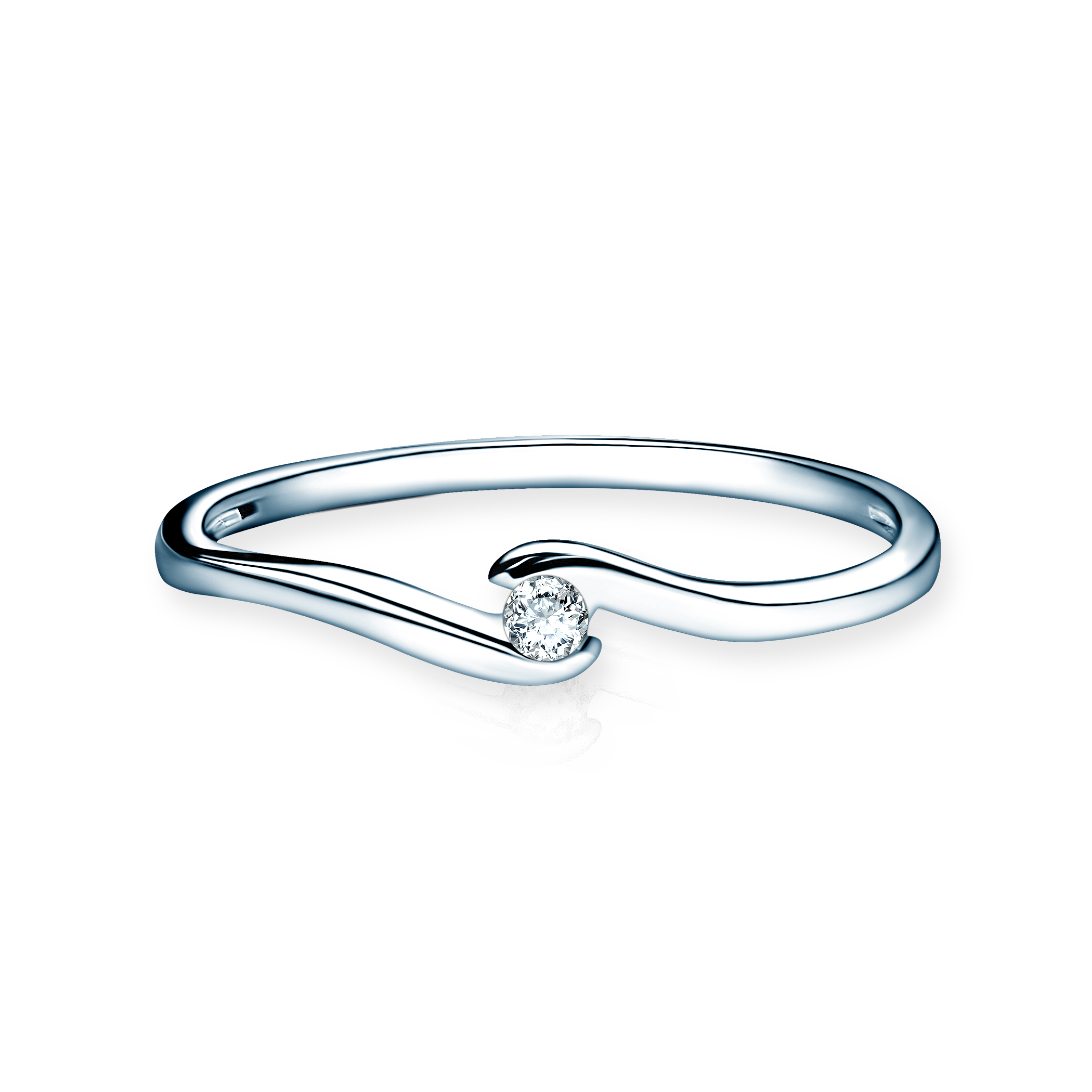 Zásnubný prsteň SAVICKI: biele zlato, diamant