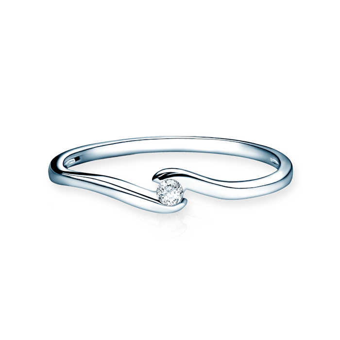 Zásnubný prsteň SAVICKI: biele zlato, diamant