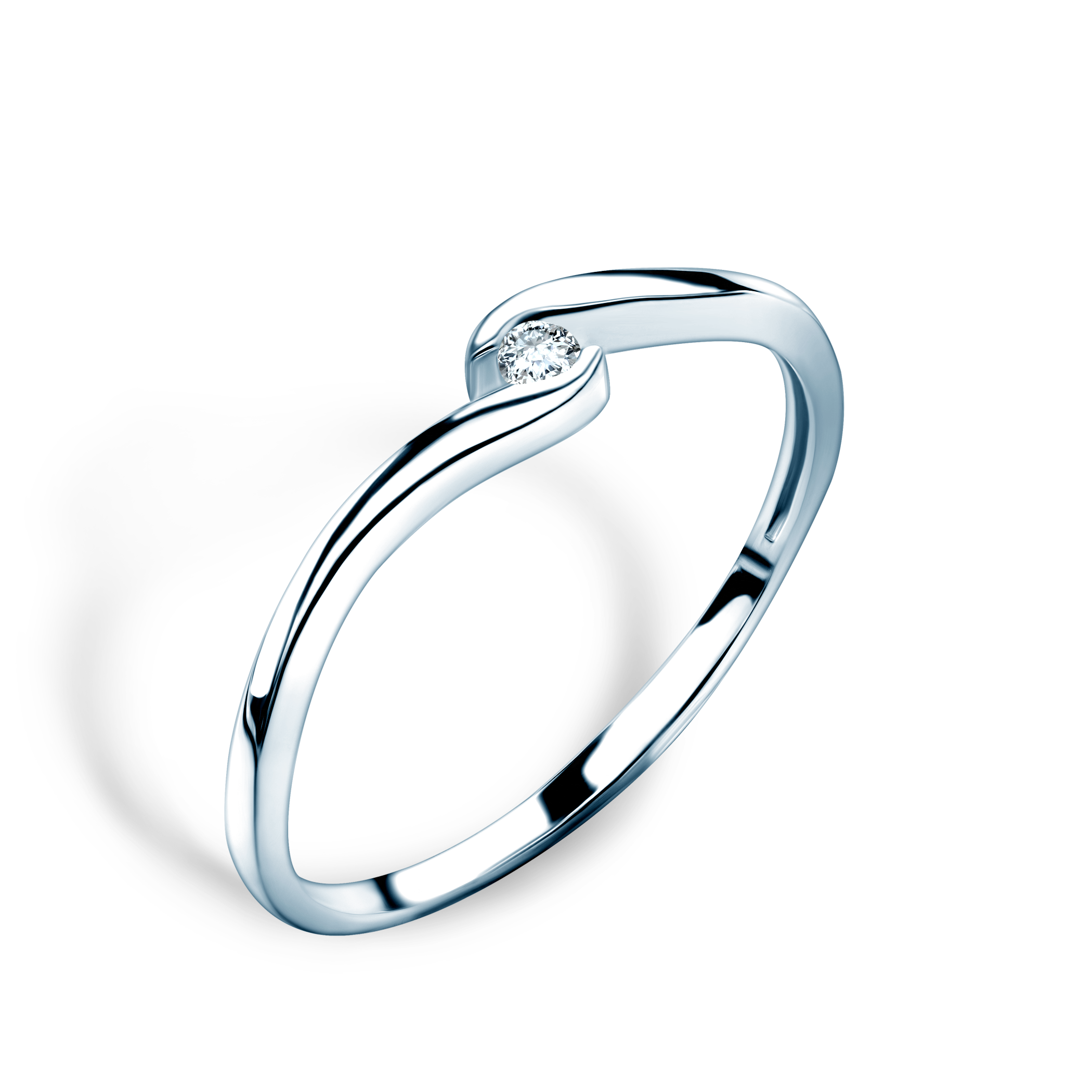 Pierścionek zaręczynowy SAVICKI: białe złoto, diament