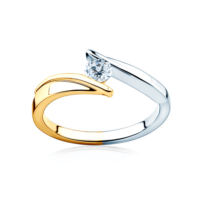 Minimalism Collection | Tension Engagement Ring: two colour gold, diamond
