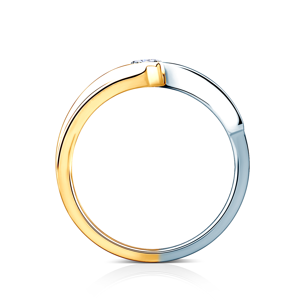 Pierścionek zaręczynowy Minimalism: dwukolorowe złoto, z diamentem