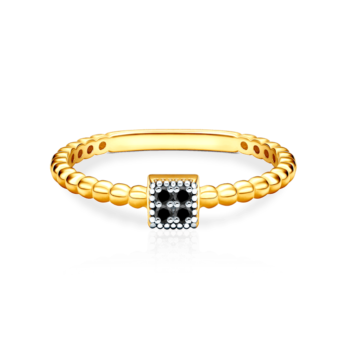 Ring: two colour gold, black diamonds