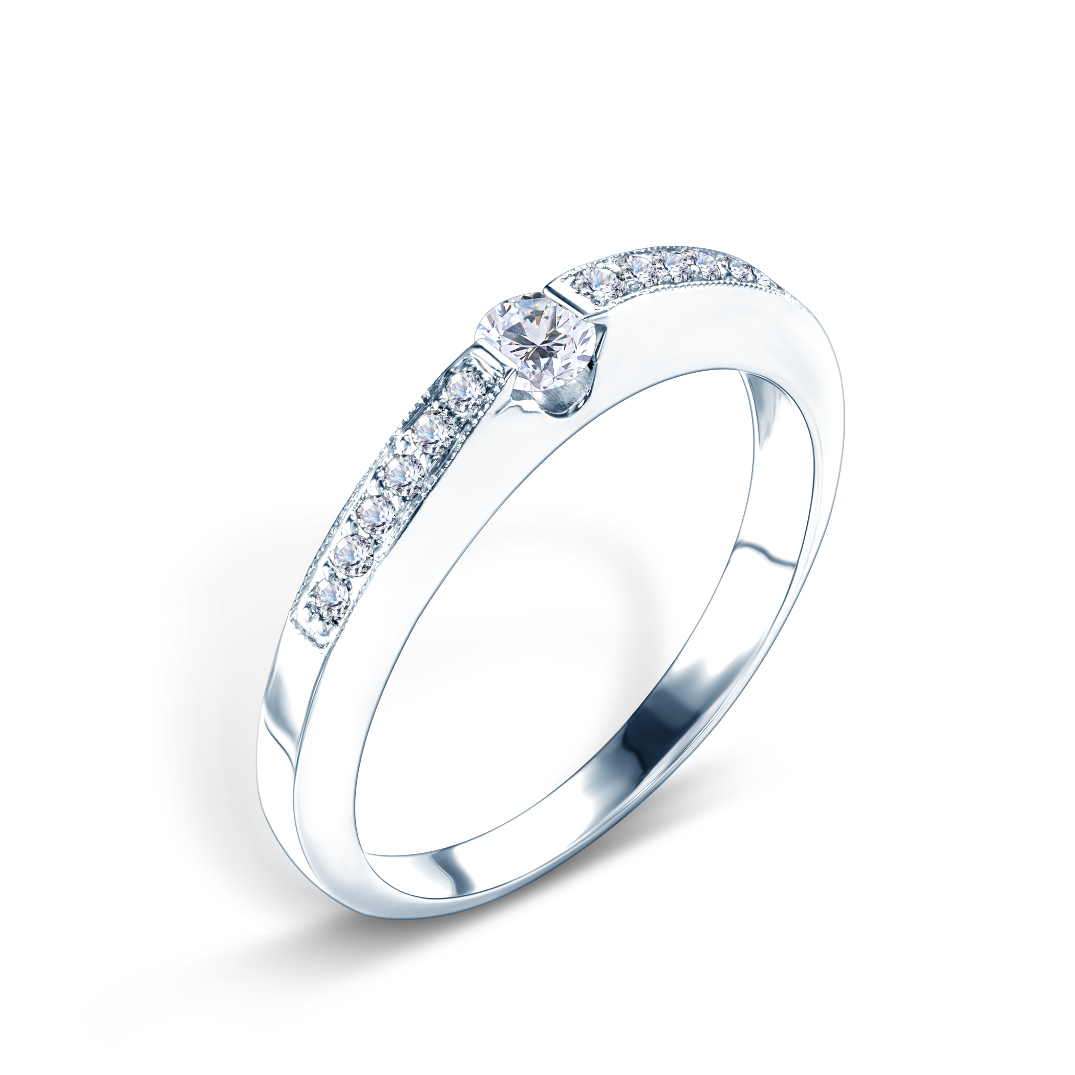 Pierścionek zaręczynowy SAVICKI: białe złoto, diamenty - 4