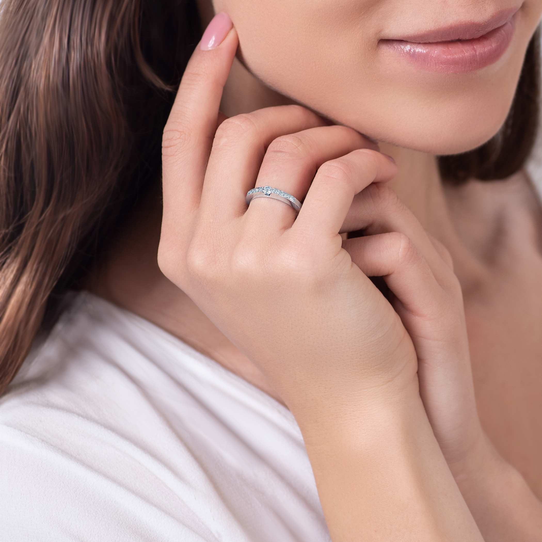 Pierścionek zaręczynowy SAVICKI: białe złoto, diamenty - 6