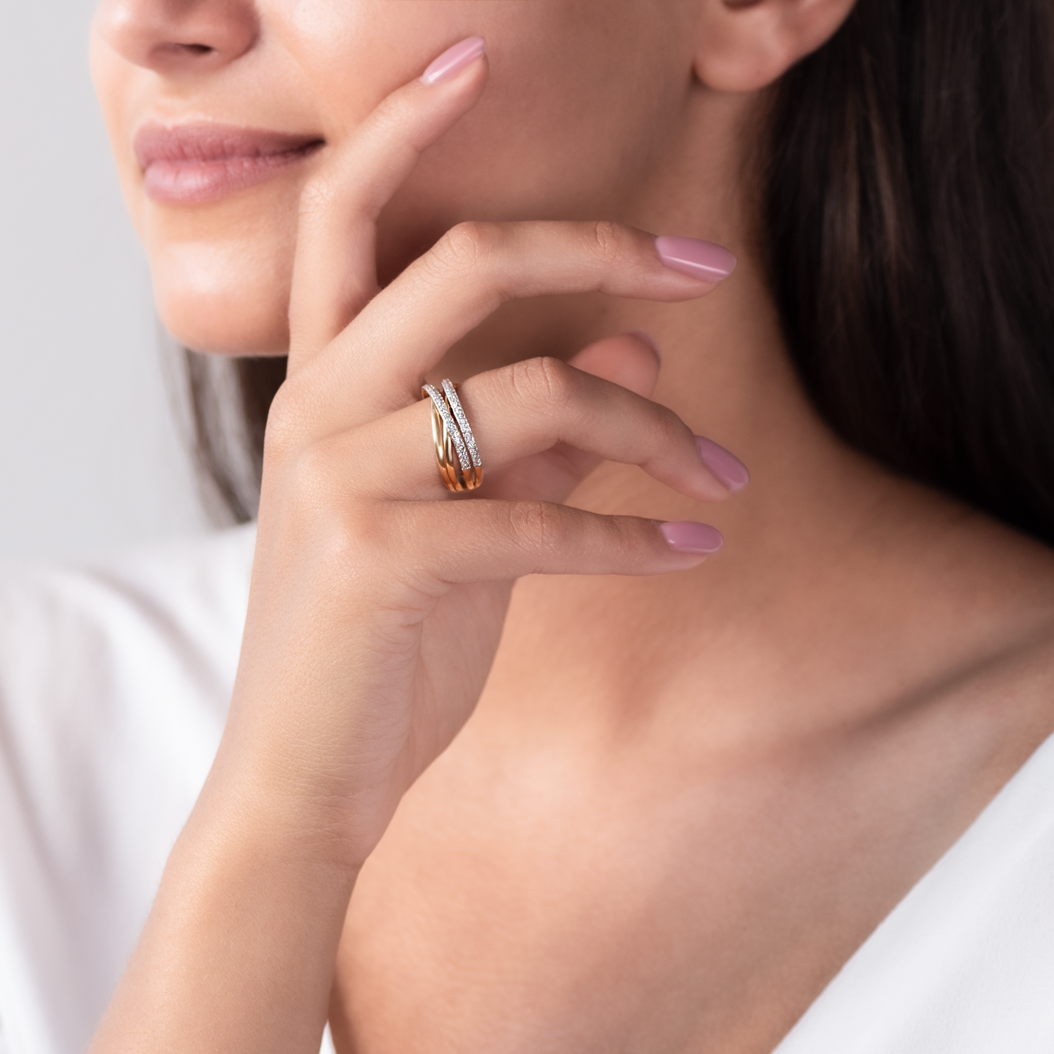 Ring Savicki: Zweifarbiges Gold, Diamanten