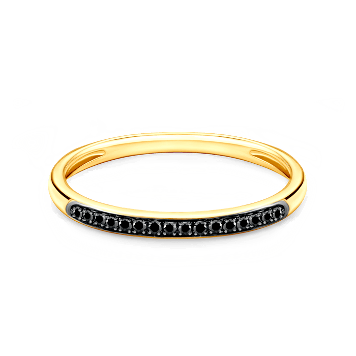 Prsten SAVICKI: žluté zlato, černé diamanty