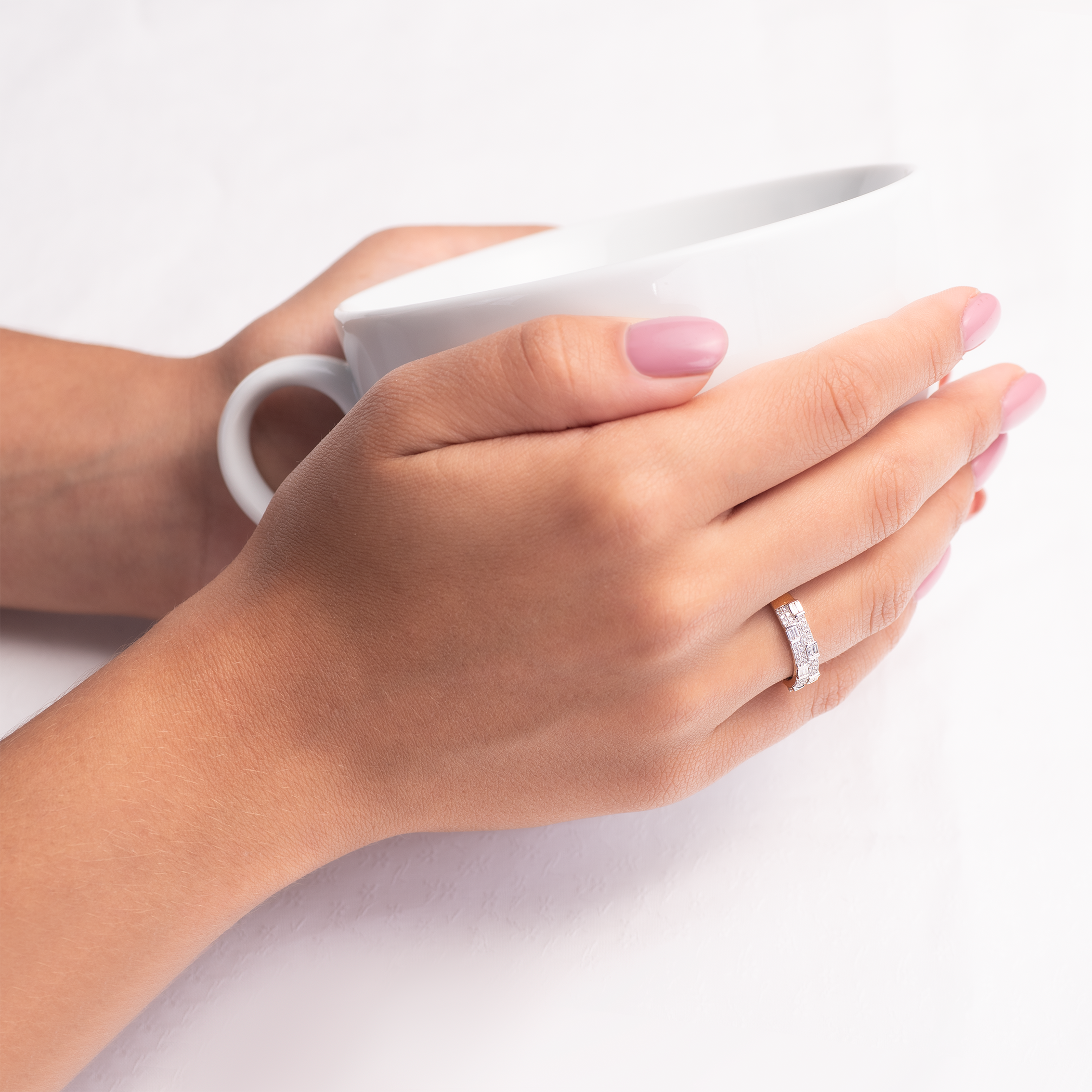 Pierścionek SAVICKI: dwukolorowe złoto, diamenty - 5