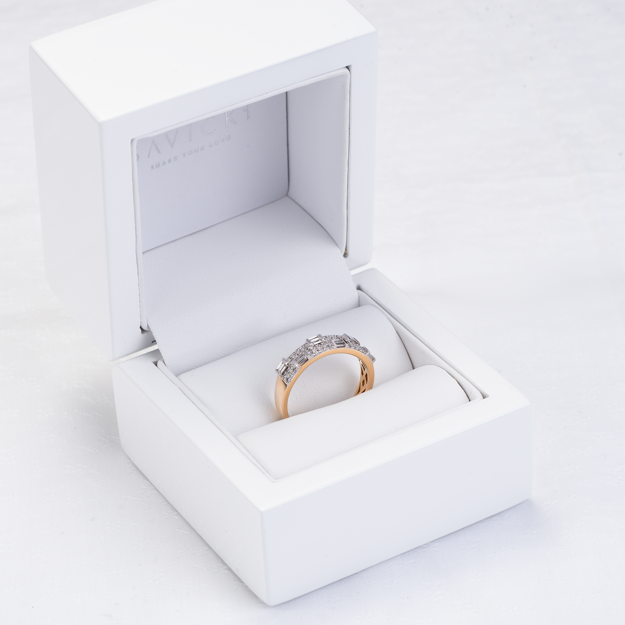 Pierścionek SAVICKI: dwukolorowe złoto, diamenty - 7