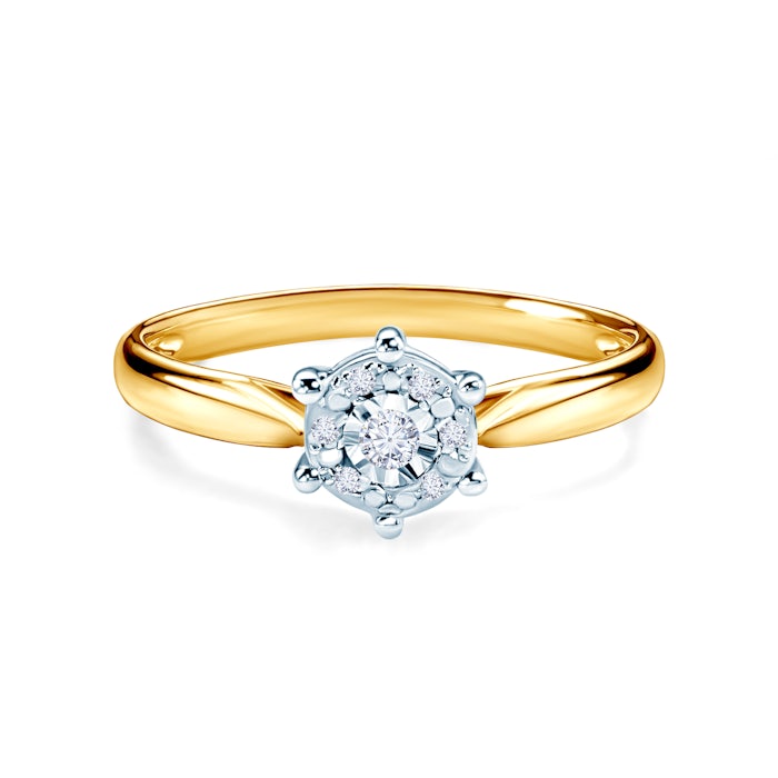 Engagement Ring: two colour gold, diamonds