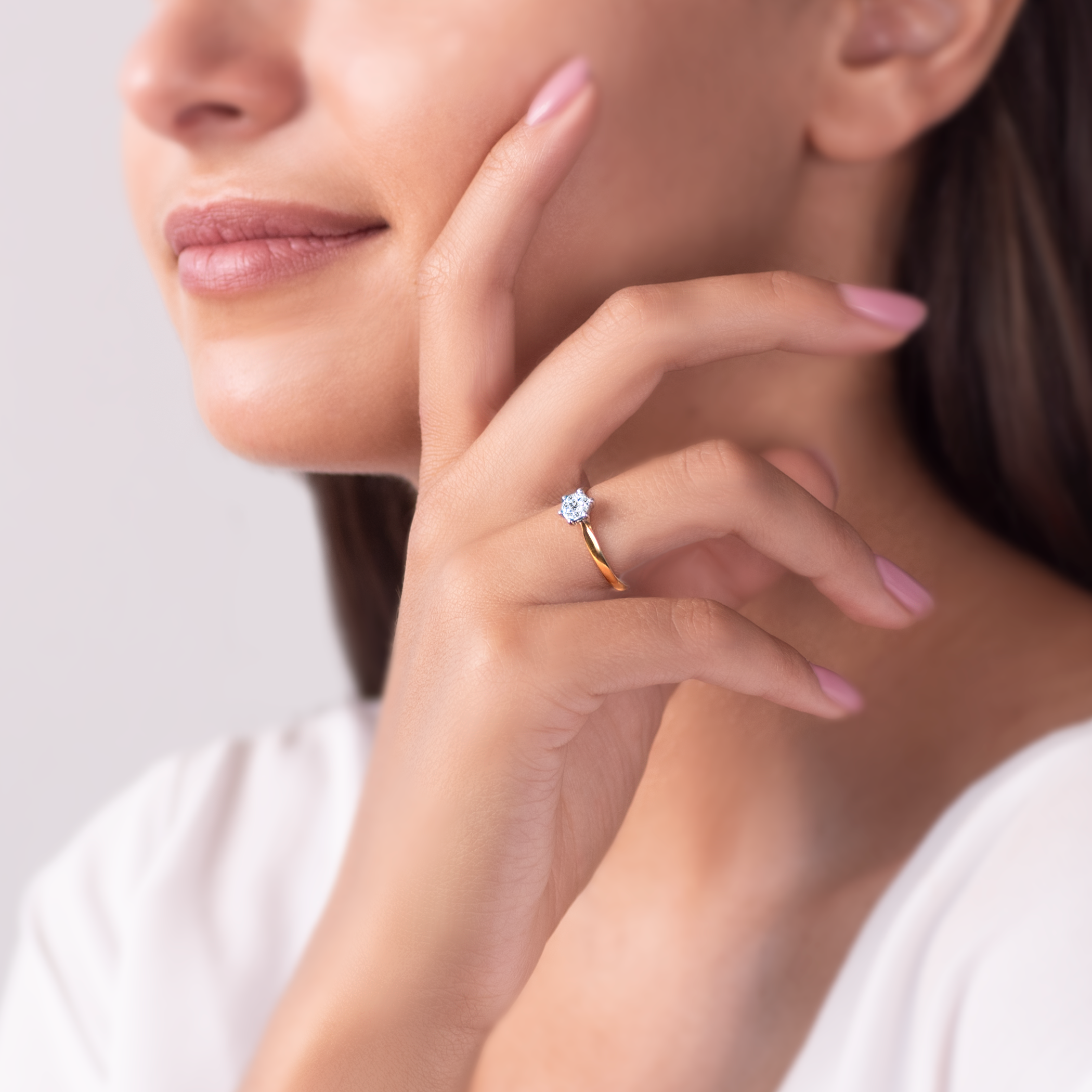 Pierścionek zaręczynowy SAVICKI: dwukolorowe złoto, diamenty