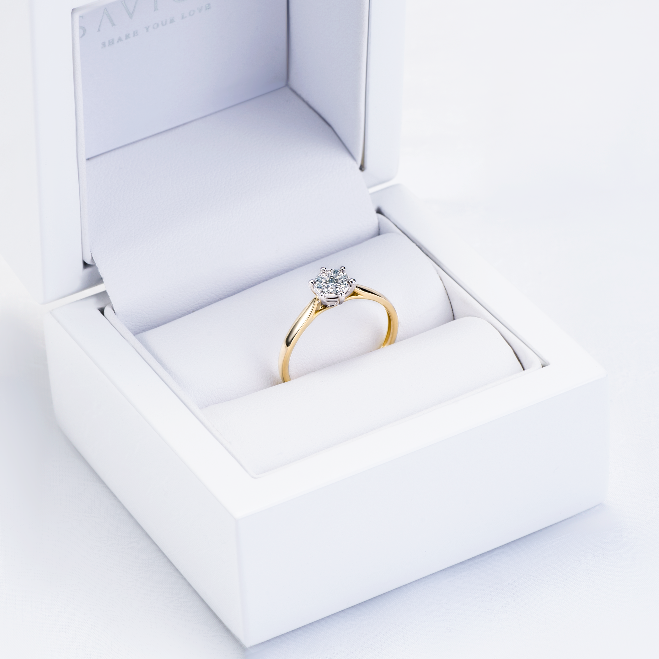 Pierścionek zaręczynowy SAVICKI: dwukolorowe złoto, diamenty