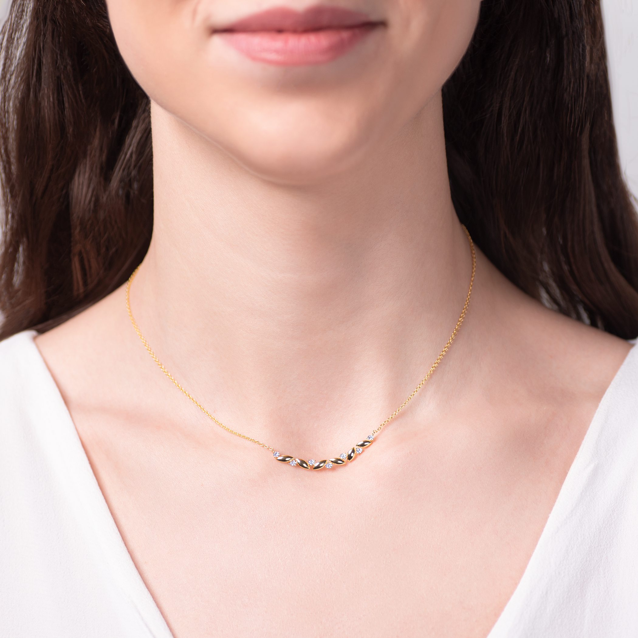 Naszyjnik Savicki: srebrny pozłacany, cyrkonie - 5