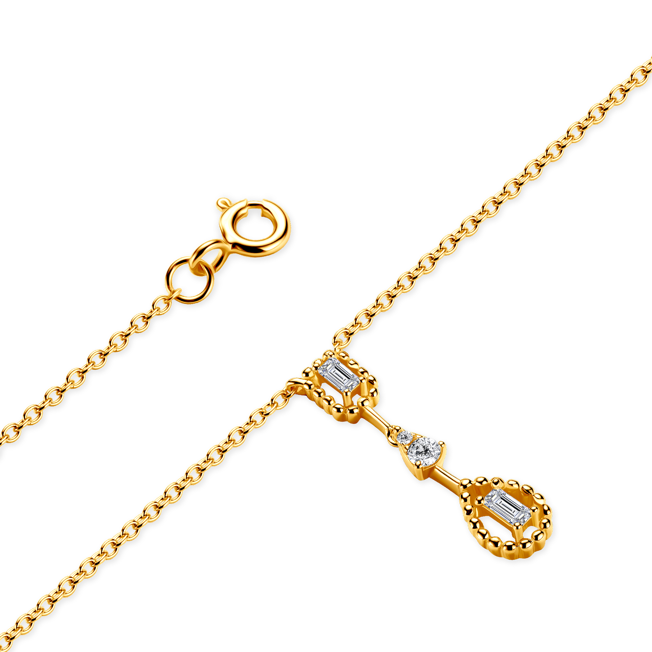 Naszyjnik Savicki: srebrny pozłacany, cyrkonie