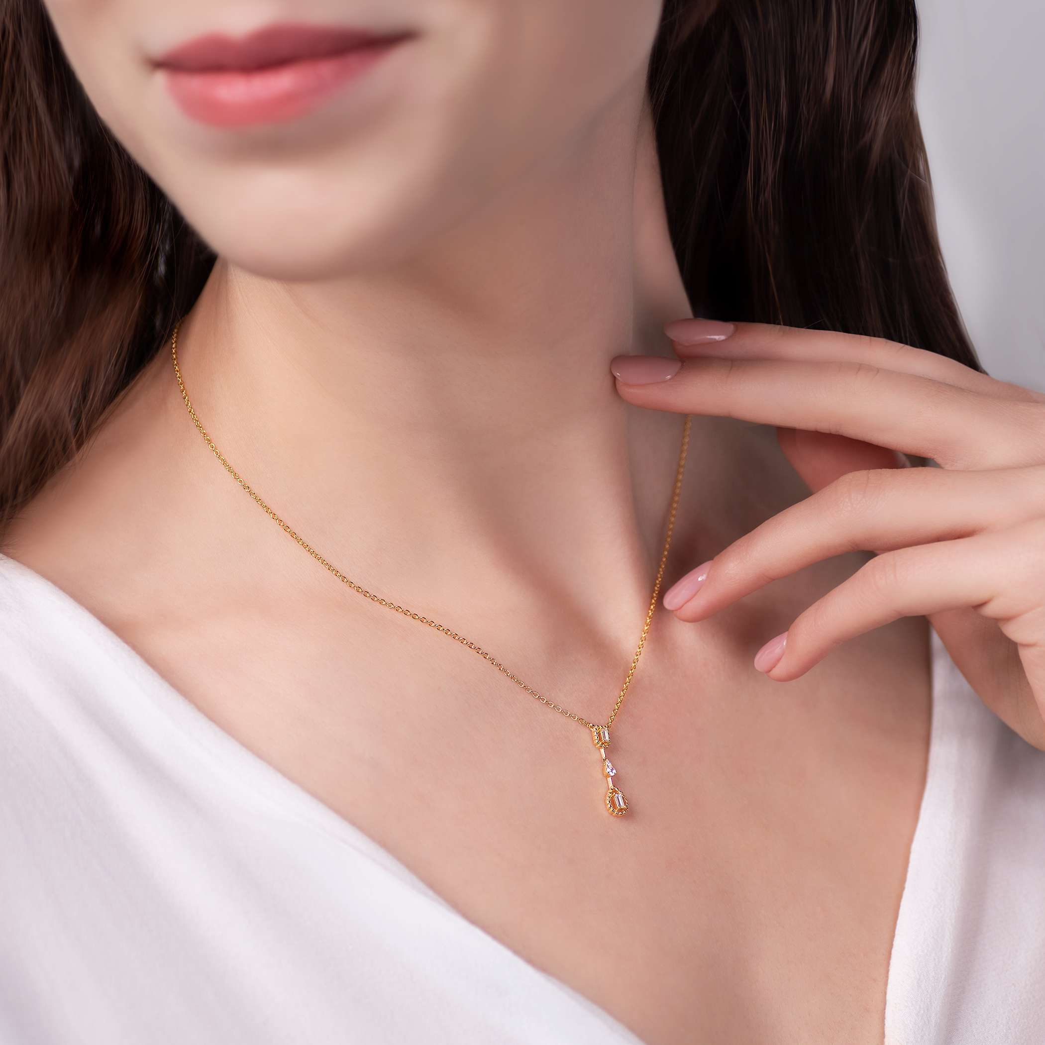 Naszyjnik Savicki: srebrny pozłacany, cyrkonie