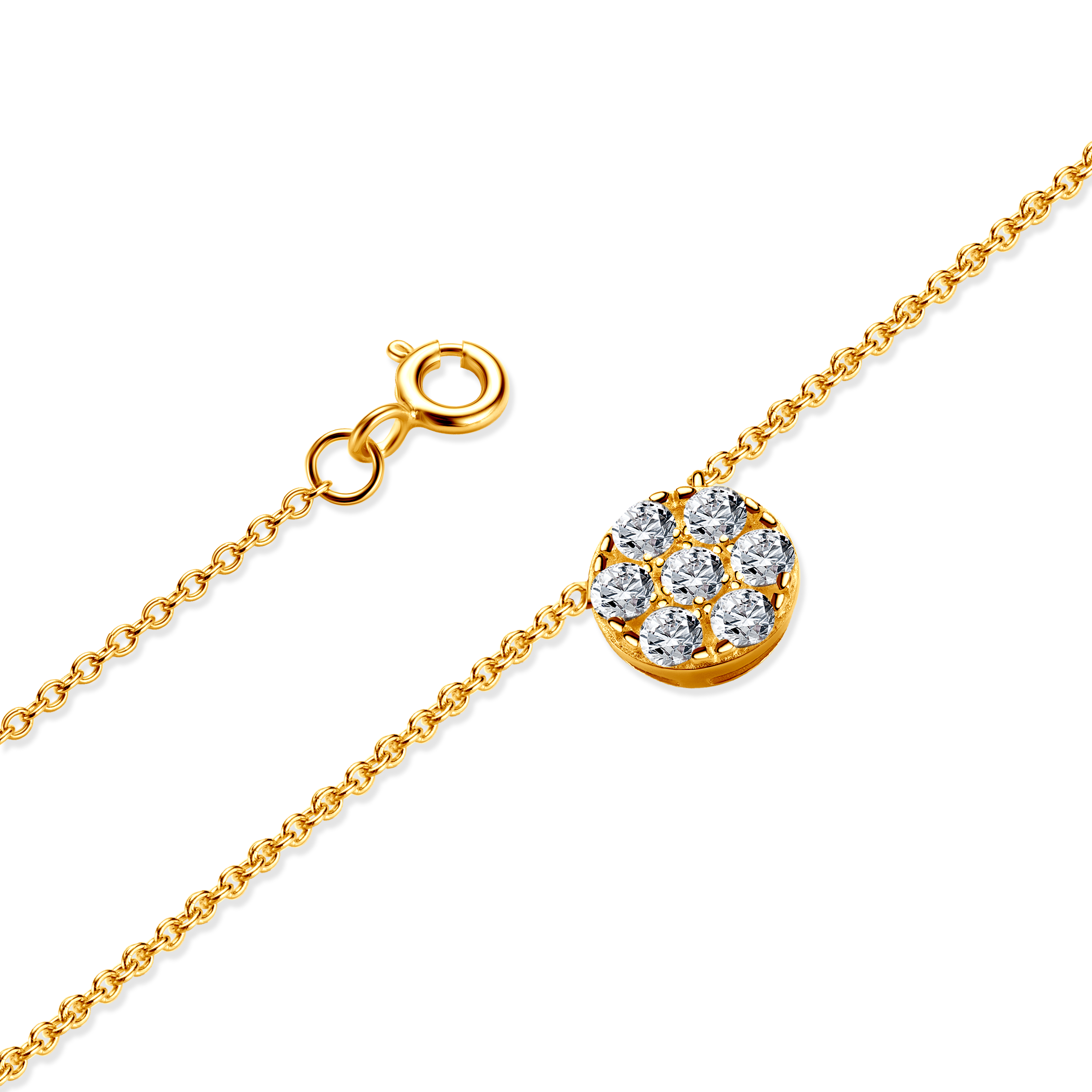 Naszyjnik Savicki: srebrny pozłacany, cyrkonie - 3