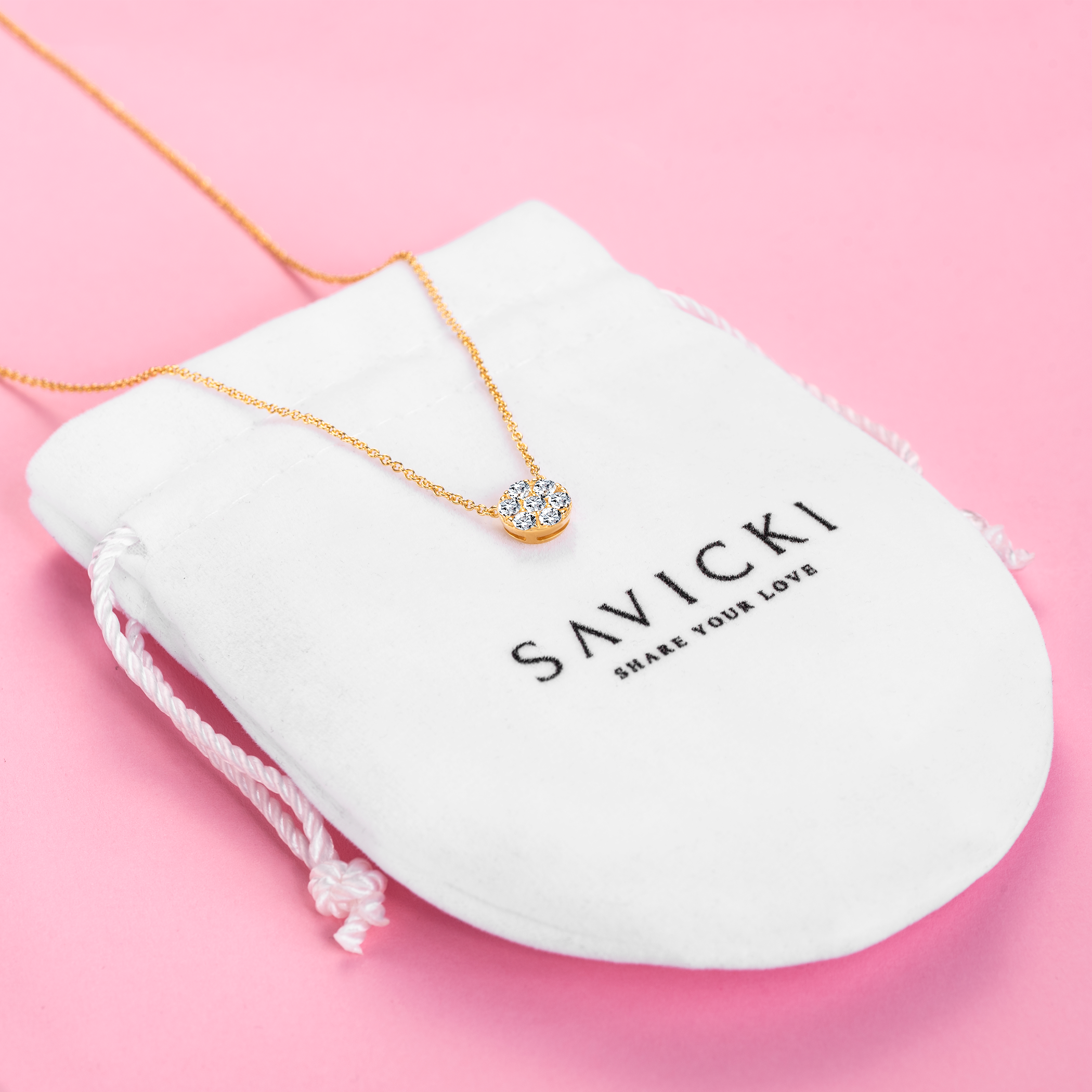 Naszyjnik Savicki: srebrny pozłacany, cyrkonie - 4