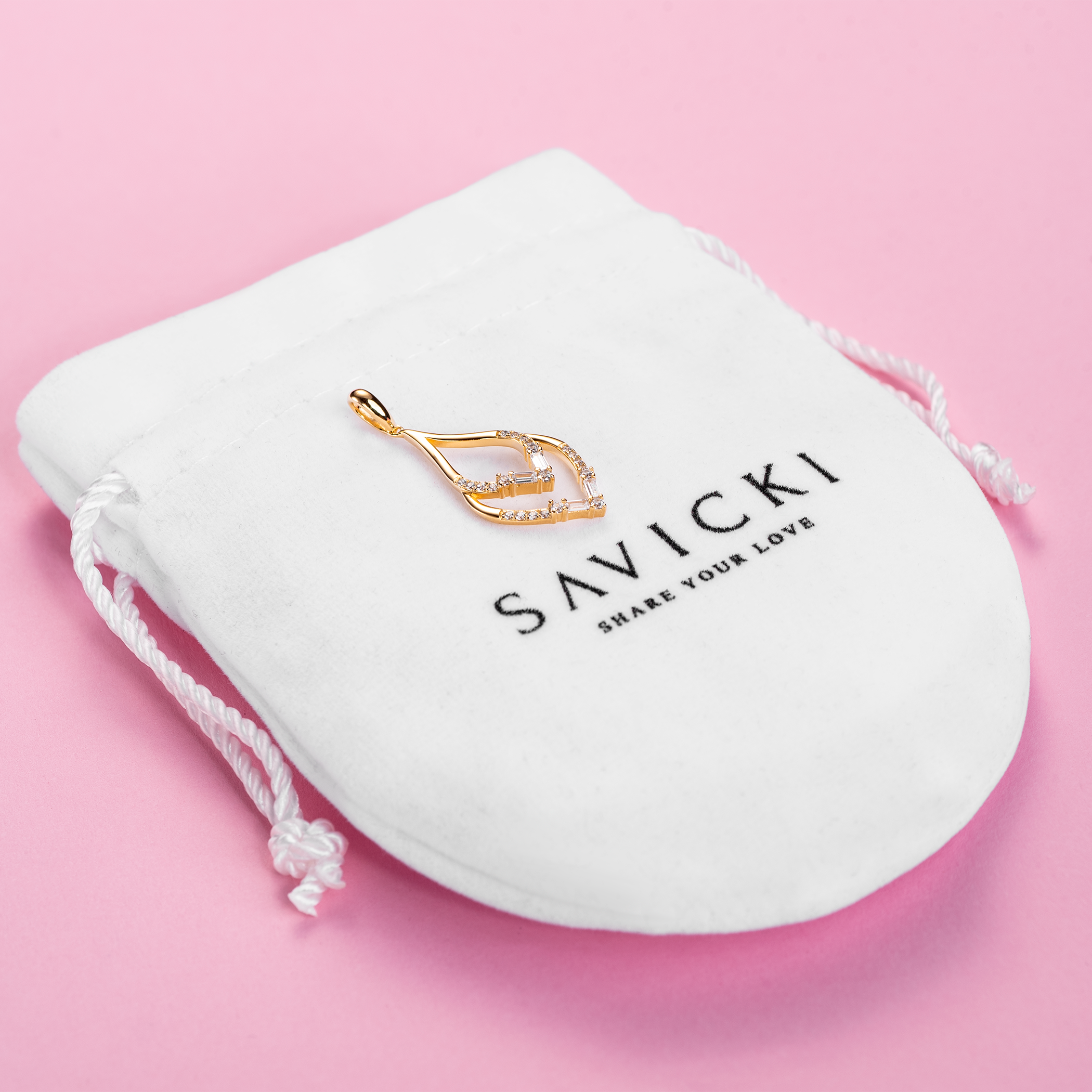 Zawieszka łezka Savicki: srebrna pozłacana, cyrkonie