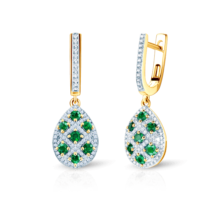 Kolczyki Savicki: dwukolorowe złoto, szmaragdy, diamenty