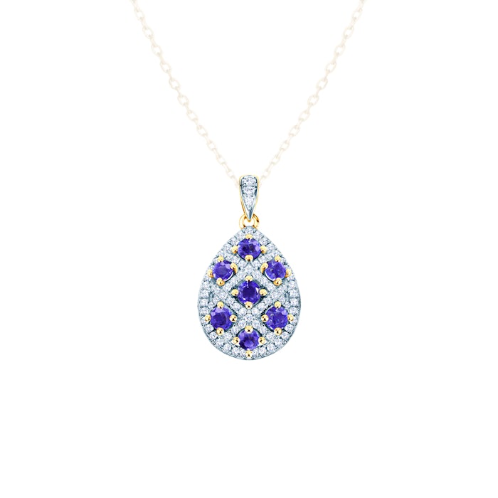 Pendant Savicki: two colour gold, tanzanities, diamonds