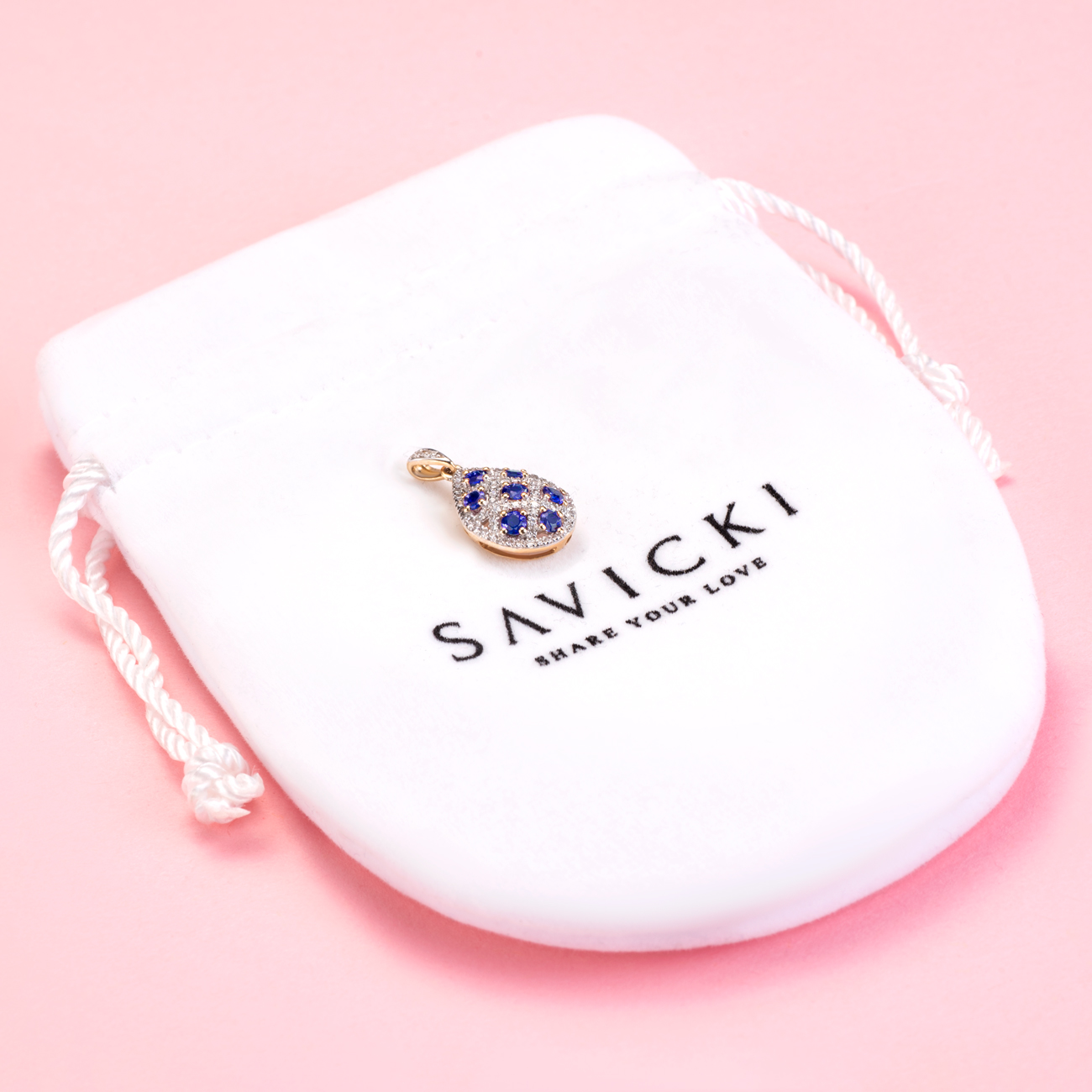 Zawieszka Savicki: dwukolorowe złoto, tanzanity, diamenty - 4