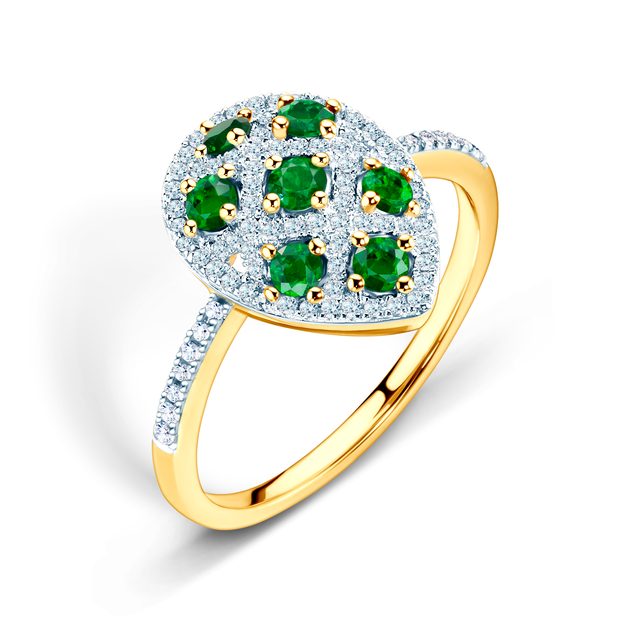 Ring Savicki: Zweifarbiges Gold, Smaragde, Diamanten - 4