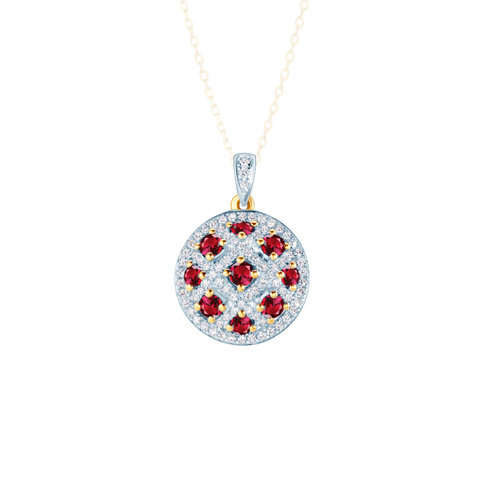 Pendant Savicki: two colour gold, rubies, diamonds