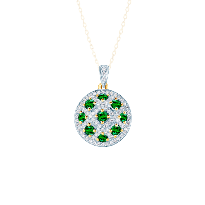 Pendant Savicki: two colour gold, emeralds, diamonds