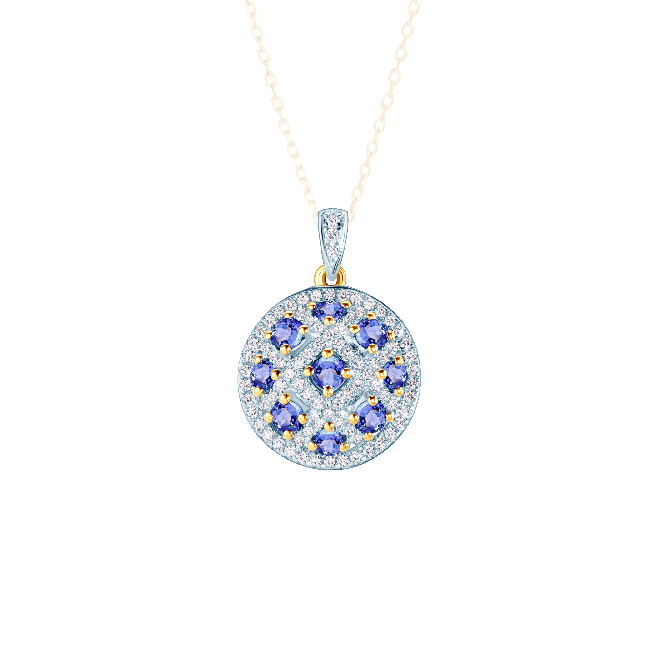 Pendant Savicki: two colour gold, tanzanities, diamonds
