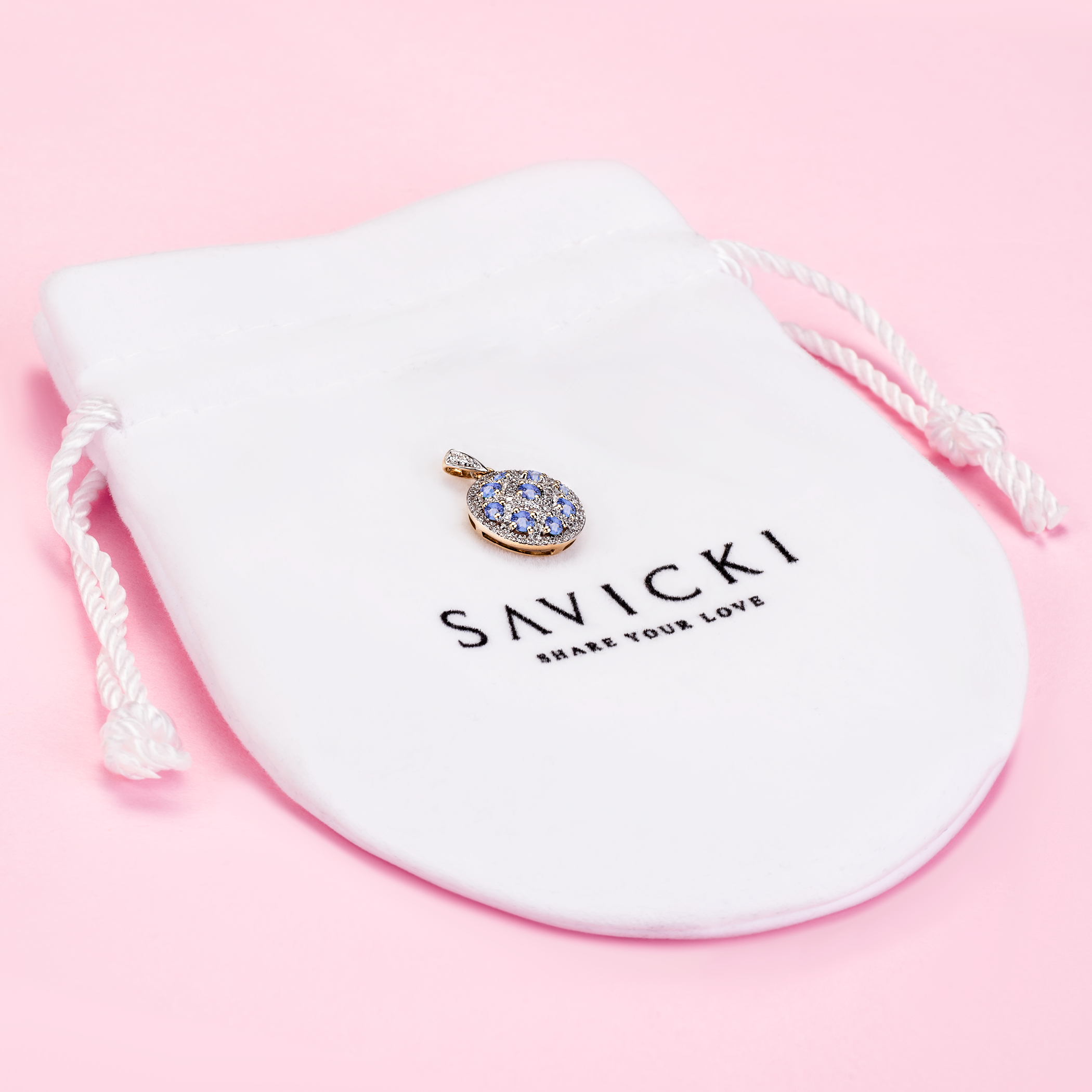 Zawieszka Savicki: dwukolorowe złoto, tanzanity, diamenty - 4