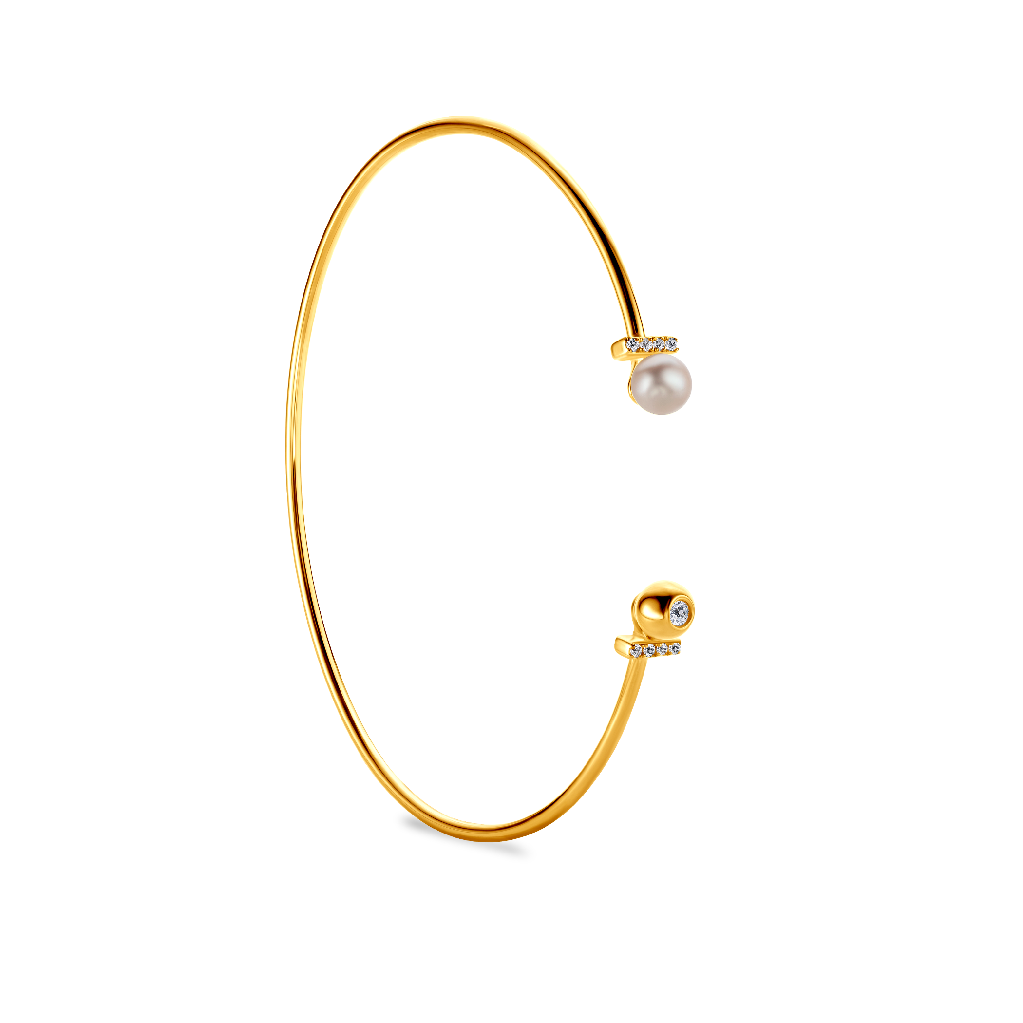 Bransoletka Savicki: srebrna pozłacana, cyrkonie, perła - 3