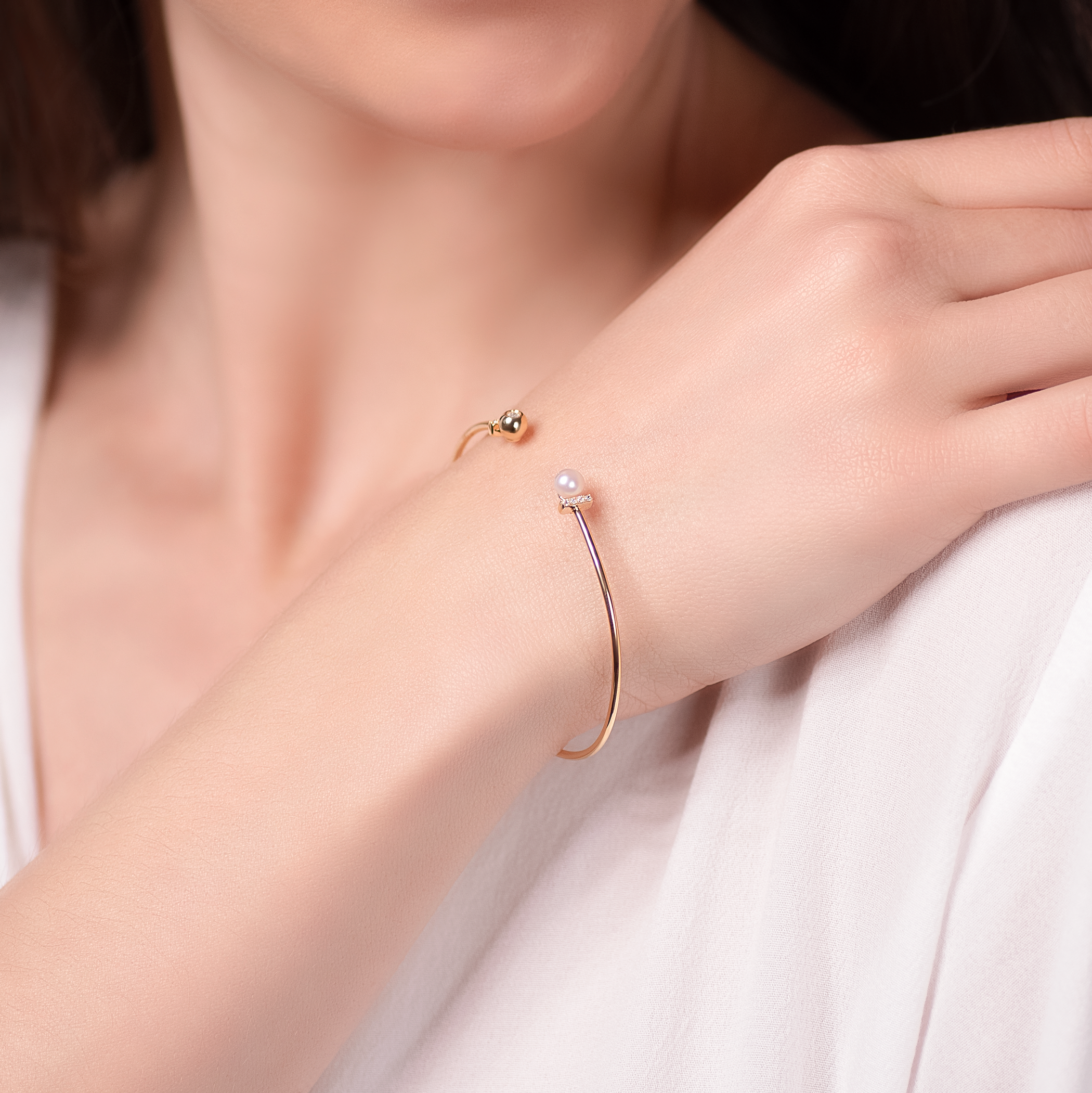 Bransoletka Savicki: srebrna pozłacana, cyrkonie, perła - 5