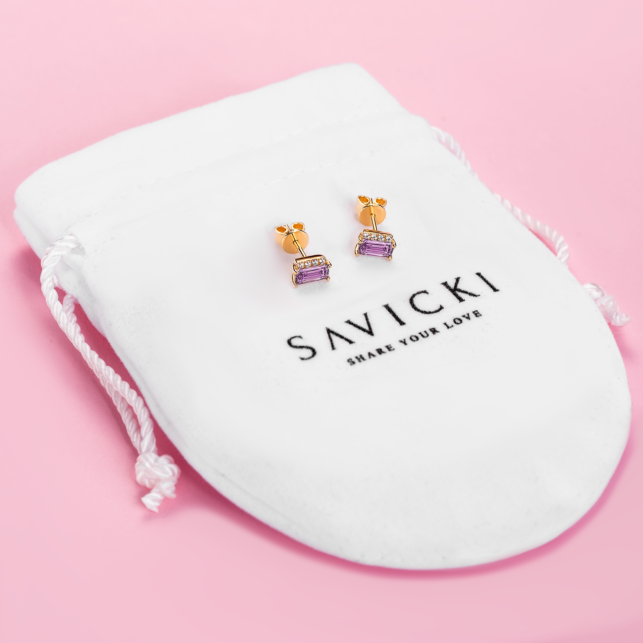 Kolczyki Savicki: srebrne pozłacane, cyrkonie - 3