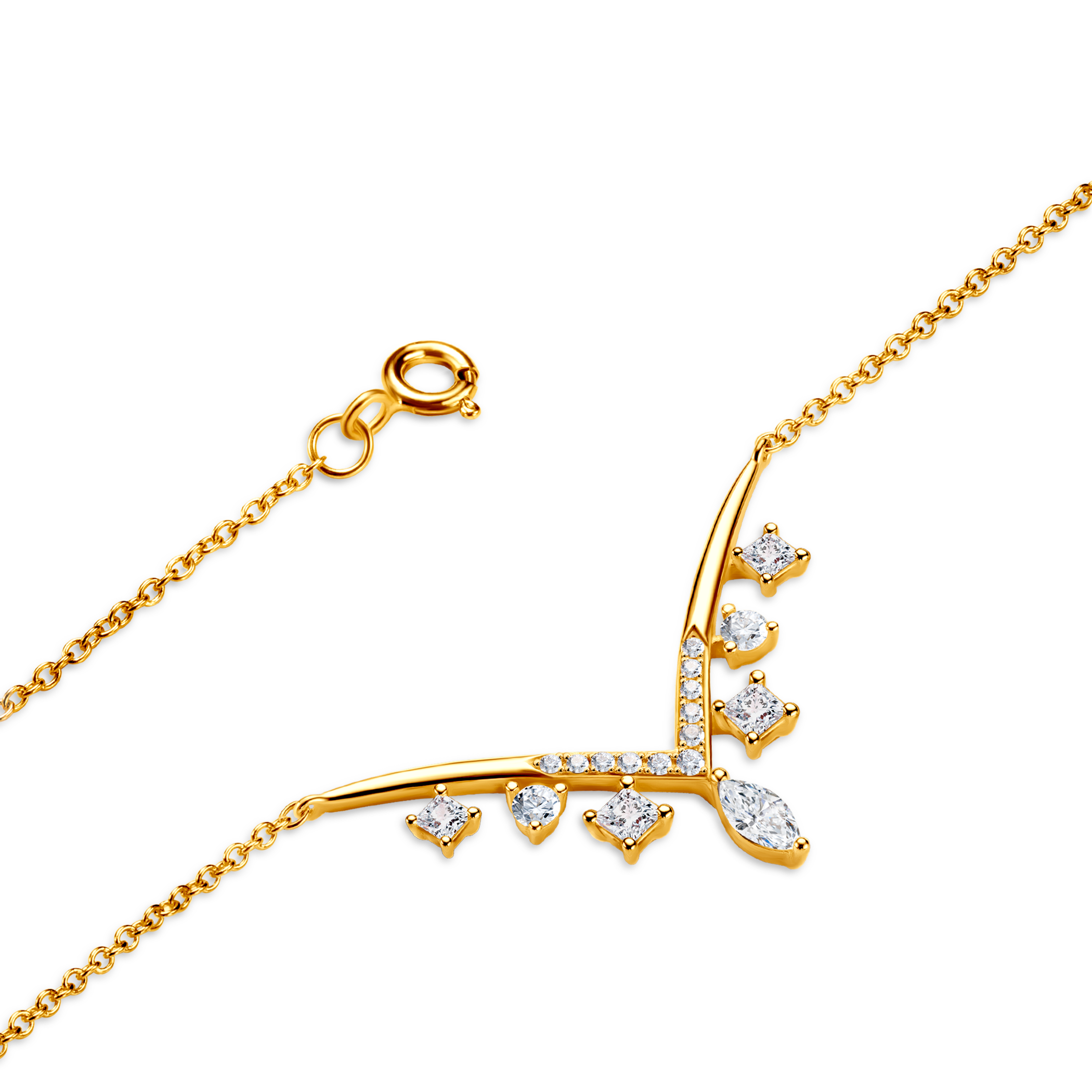 Naszyjnik Savicki: srebrny pozłacany, cyrkonie - 3