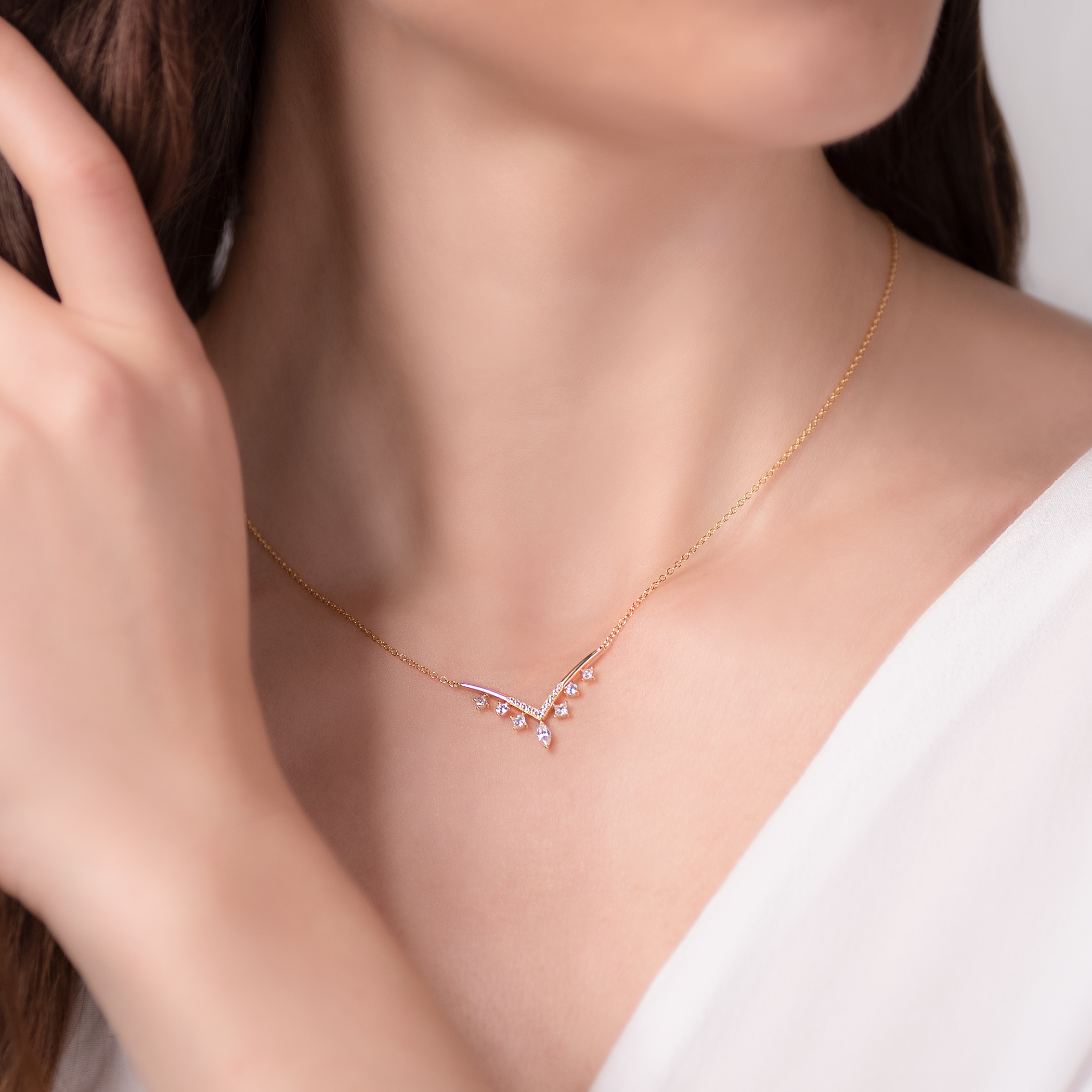 Naszyjnik Savicki: srebrny pozłacany, cyrkonie - 5