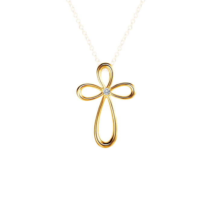 Zawieszka krzyżyk Savicki: srebrna pozłacana, cyrkonia