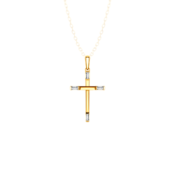 Pendant Cross Savicki: gold-plated silver, cubic zirconia