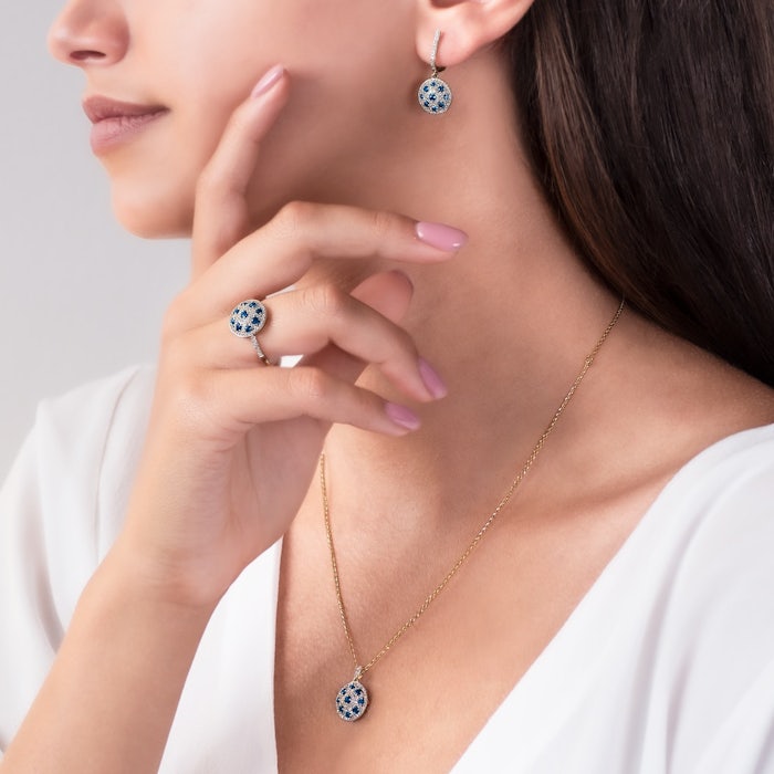 Sada šperků SAVICKI: dvoubarevné zlato, modré safíry, diamanty