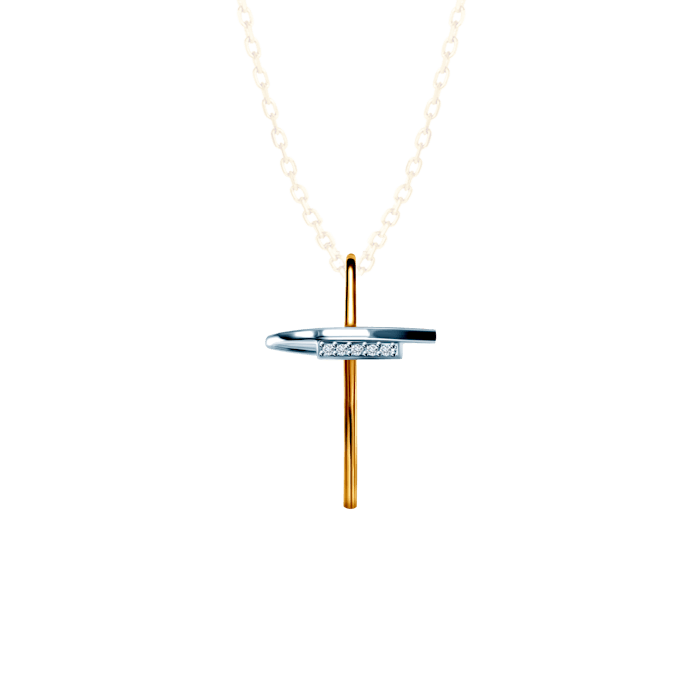 Pendant Cross Savicki: two colour gold, diamonds
