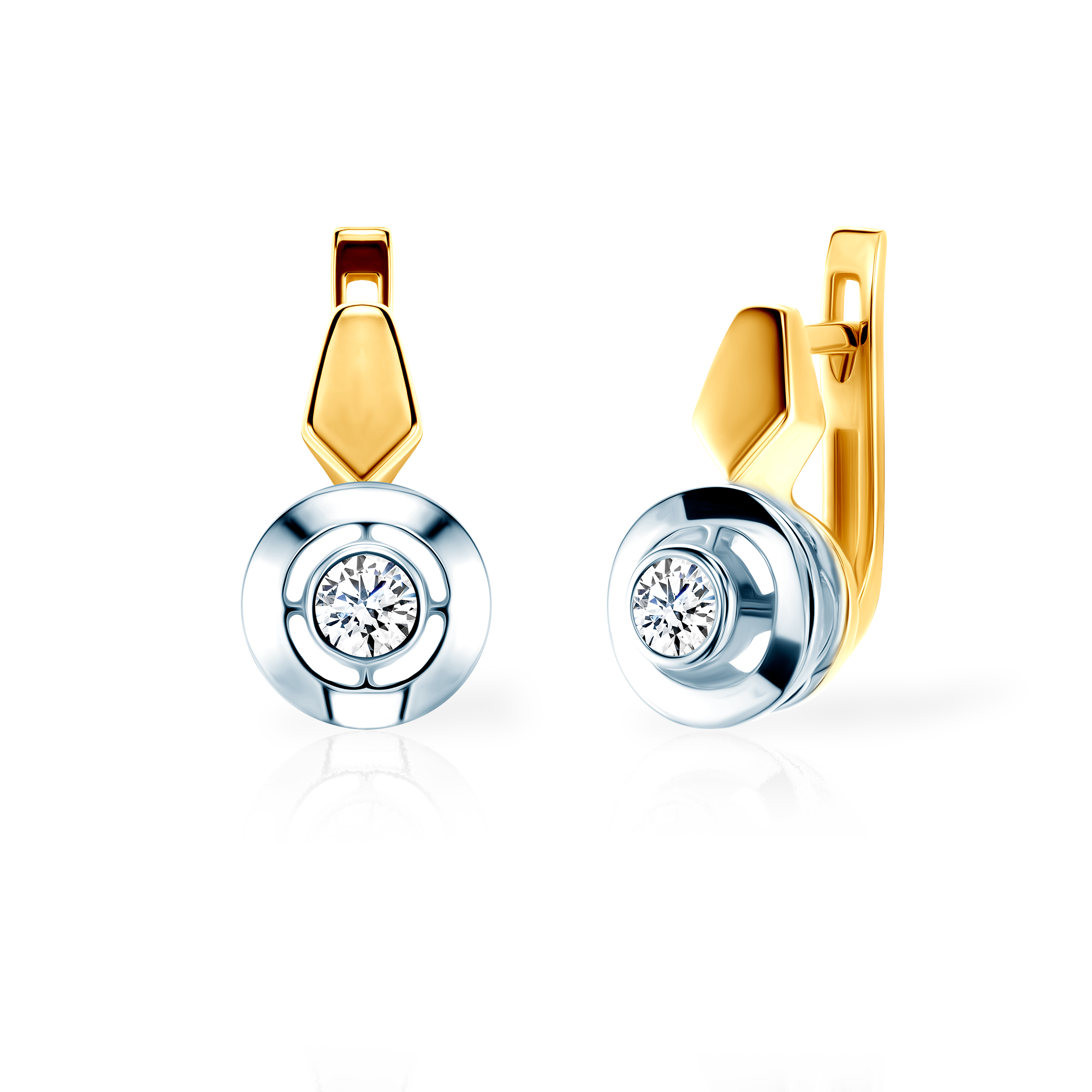 Náušnice SAVICKI: dvojfarebné zlato, diamanty