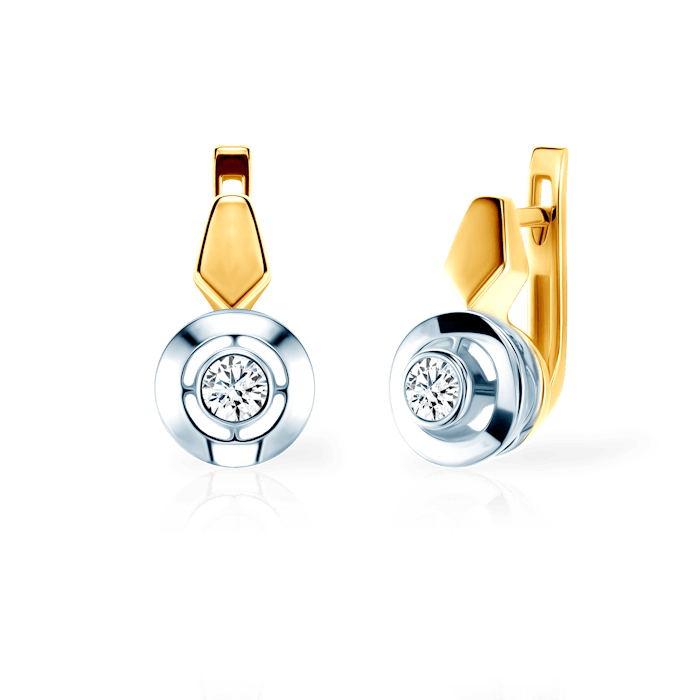Náušnice SAVICKI: dvoubarevné zlato, diamanty