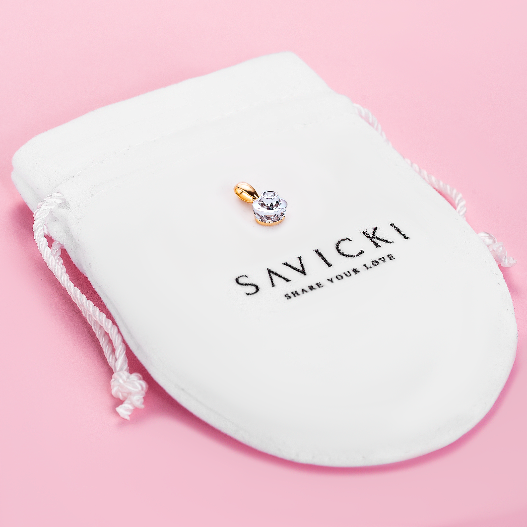 Zawieszka Savicki: dwukolorowe złoto, diament - 4