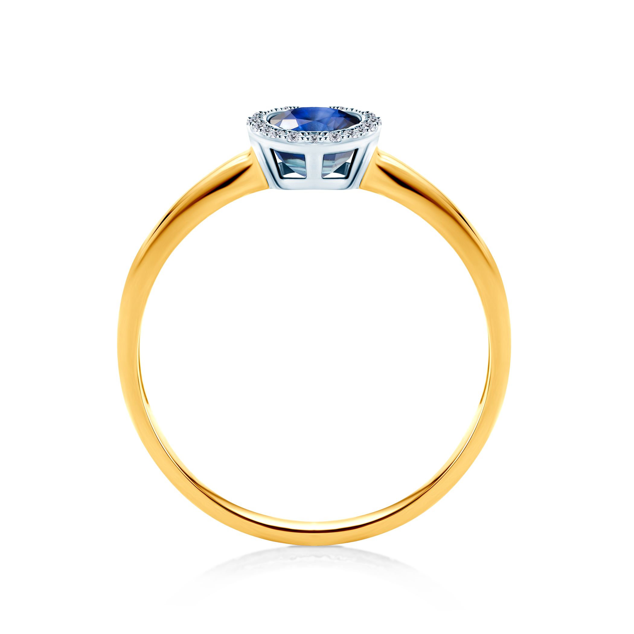 Verlobungsring Savicki: Zweifarbiges Gold, Blauer Saphir, Diamanten - 3