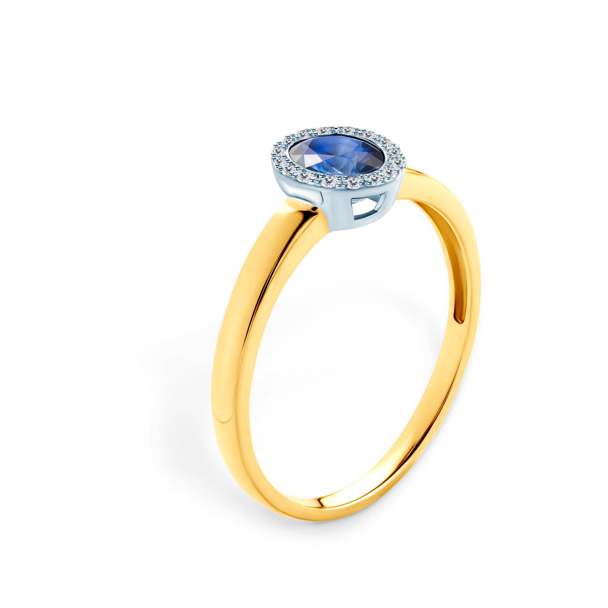 Verlobungsring Savicki: Zweifarbiges Gold, Blauer Saphir, Diamanten - 4