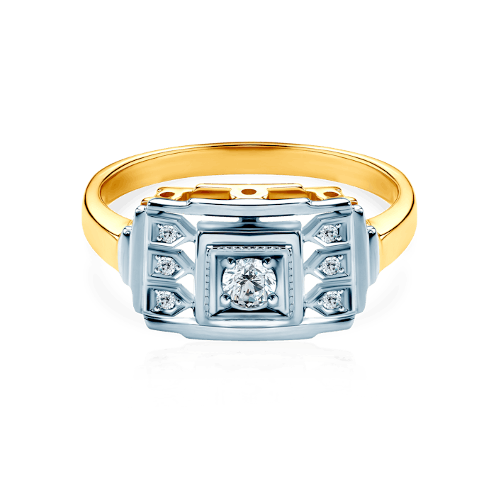 Ring: two colour gold, diamonds