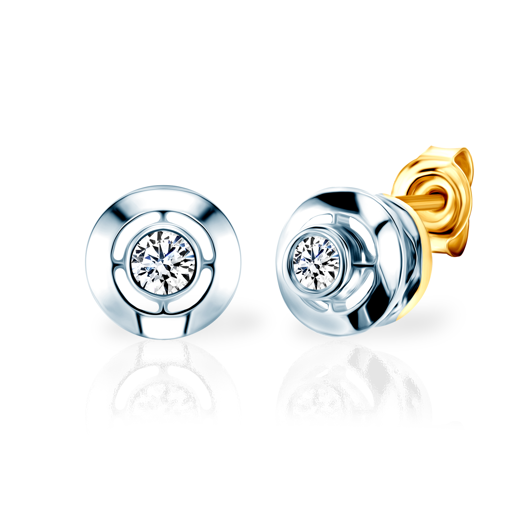 Náušnice SAVICKI: dvoubarevné zlato, diamanty