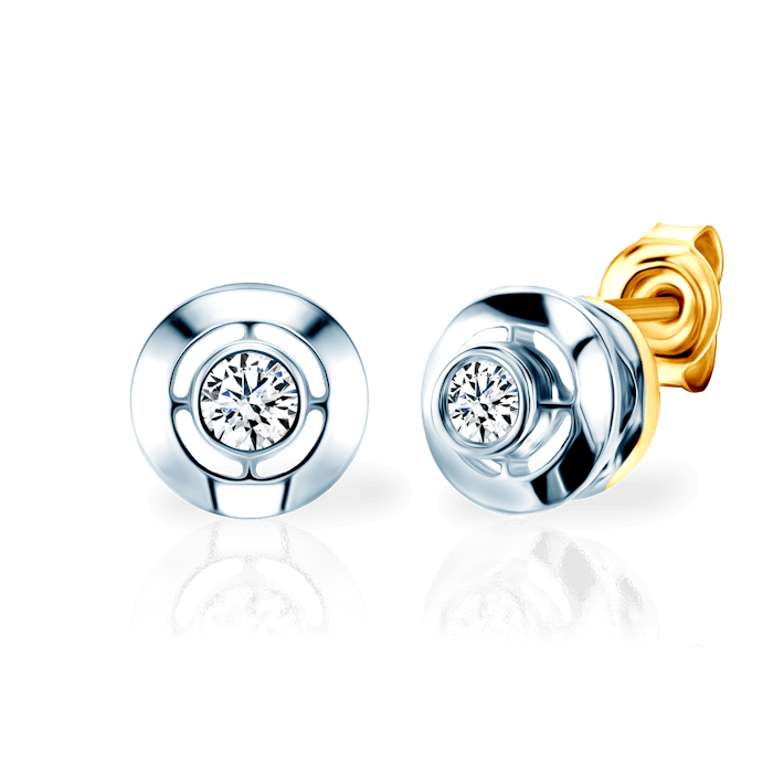 Náušnice SAVICKI: dvoubarevné zlato, diamanty