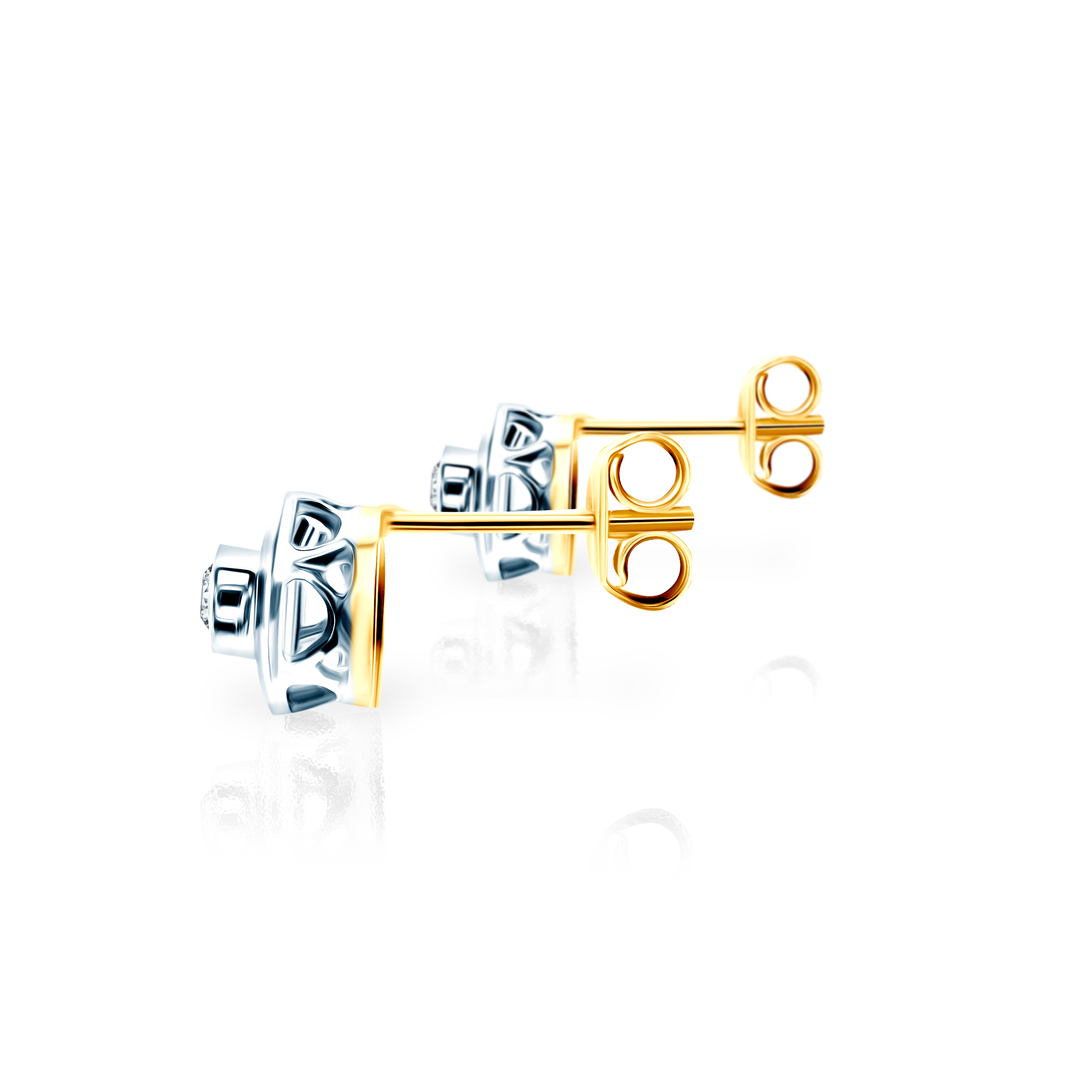 Kolczyki Savicki: dwukolorowe złoto, diamenty - 3