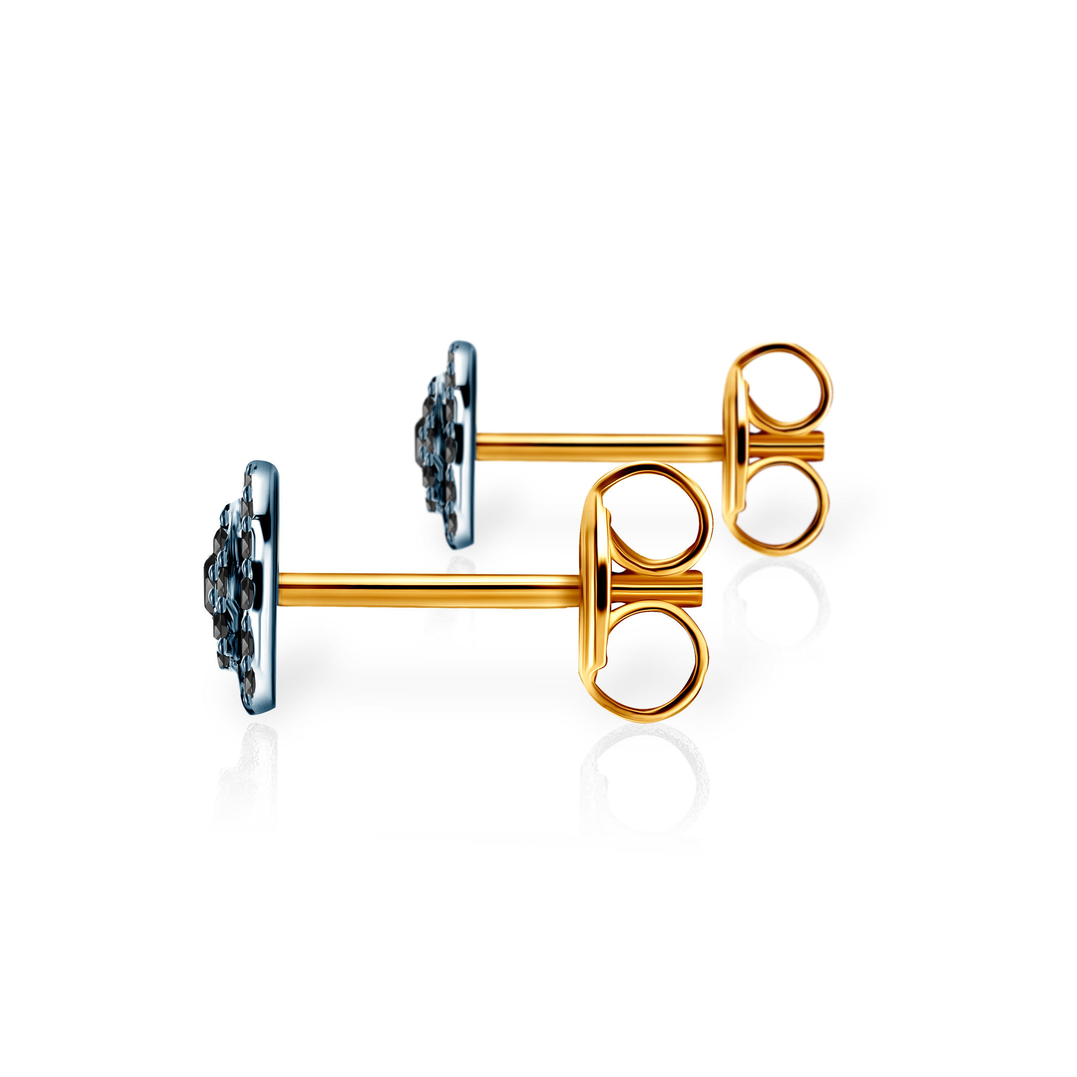 Kolczyki Savicki: dwukolorowe złoto, czarne diamenty - 3