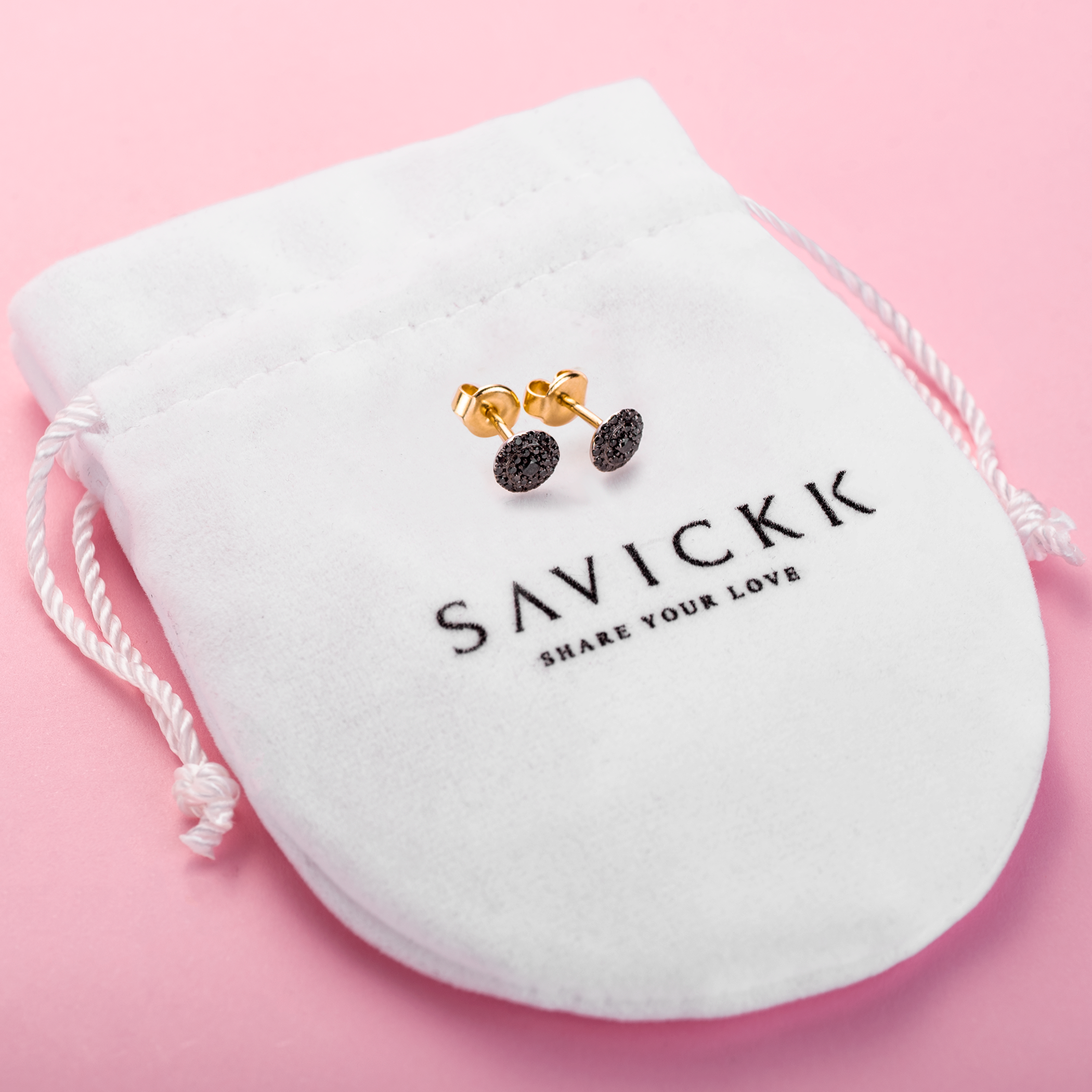 Kolczyki Savicki: dwukolorowe złoto, czarne diamenty - 4